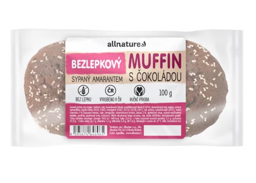 Allnature Bezlepkový Muffin s čokoládou sypaný amaranthem 100 g