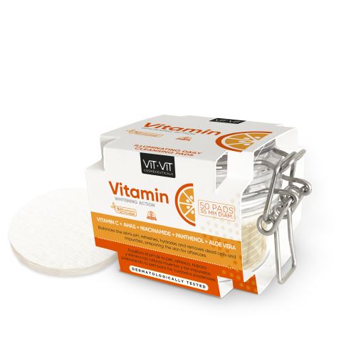 Diet Eshtetic VIT VIT Rozjasňující pleťové čistící tampony s vitamínem C 50 ks