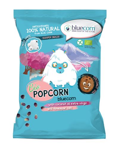 Popcrop Bezlepkový BIO Popcorn z modré kukuřice s himalájskou solí a extra panenským kokosovým olejem 50 g