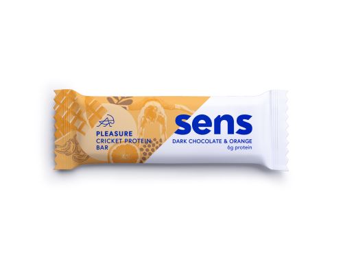 SENS Pleasure Proteinová tyčinka s cvrččí moukou - tmavá čokoláda a pomeranč 40 g