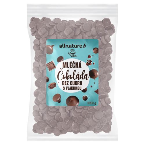 Allnature Mléčná čokoláda bez cukru s vlákninou 250 g