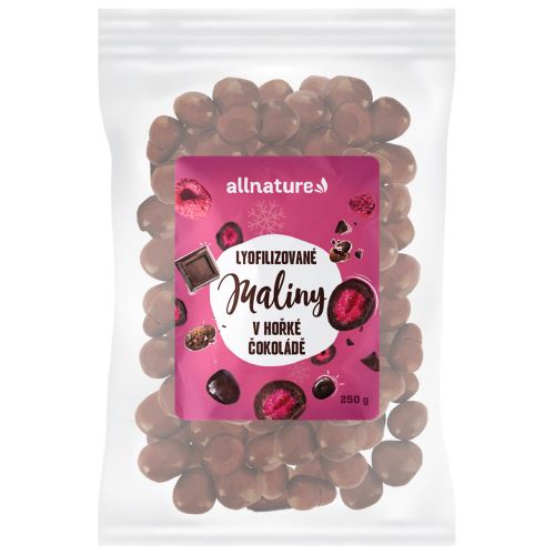 Allnature Mrazem sušené maliny v hořké čokoládě 250 g